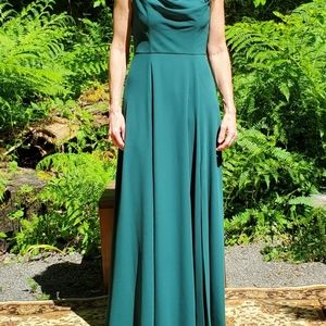 Cowl Neck Chiffon Bridesmaids Dress With Slit